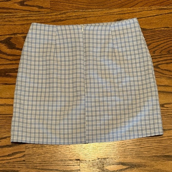 SHEIN Light Blue & White Plaid High Waisted Mini Skirt - Picture 5 of 8